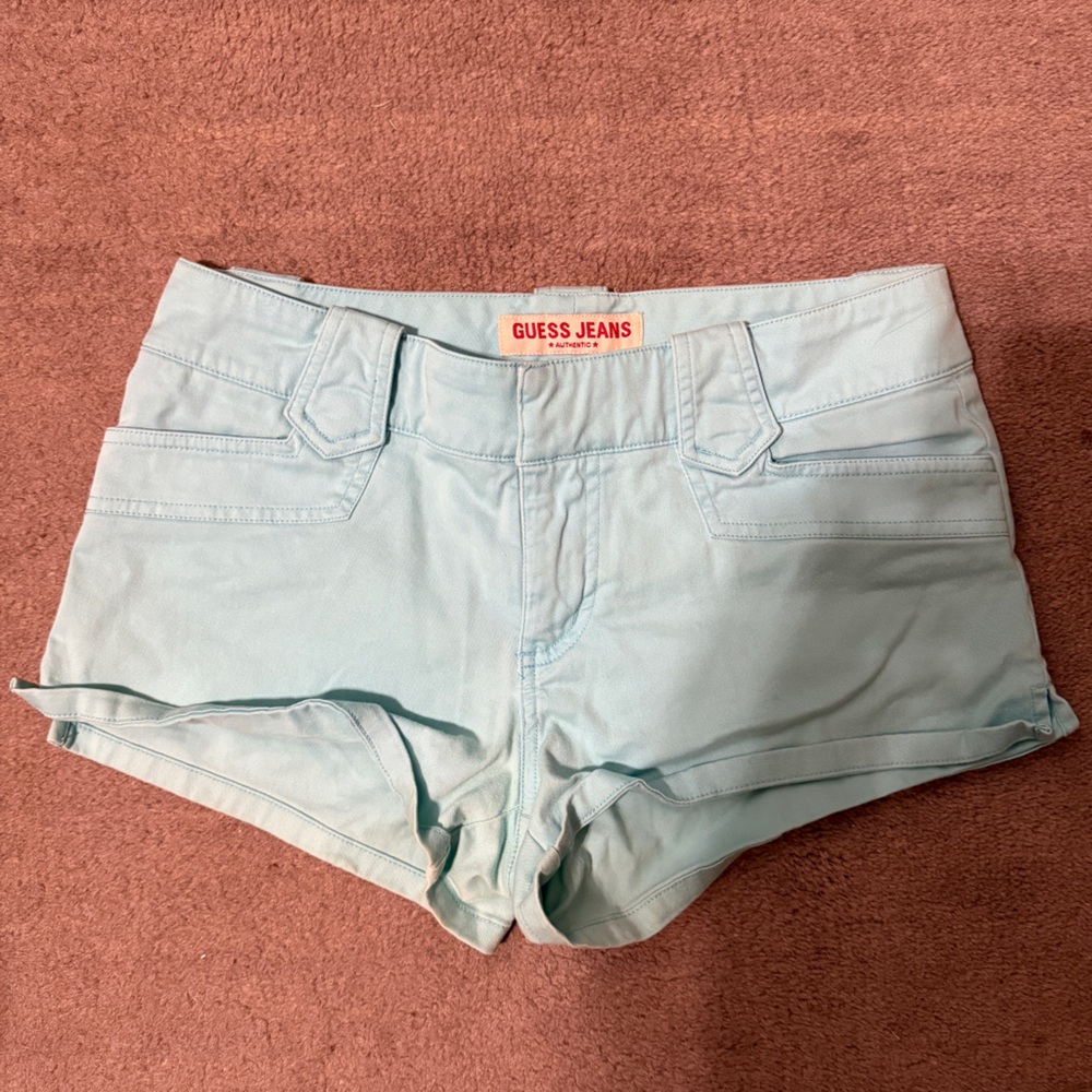 Guess Women’s Aqua Blue Cotton Jean Shorts Size 28 Summer Casual
